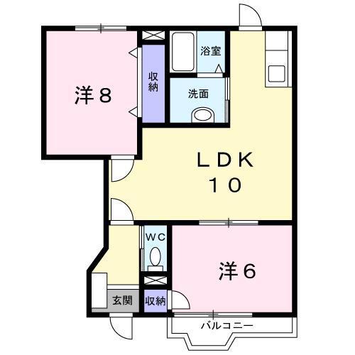 ビューティームーン(2LDK/1階)の間取り写真