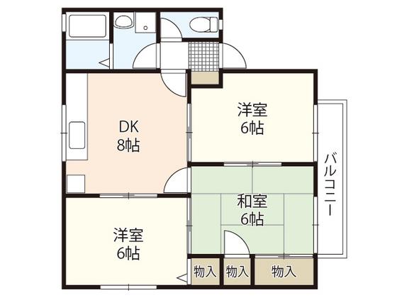セジュール相田A棟(3DK/1階)の間取り写真