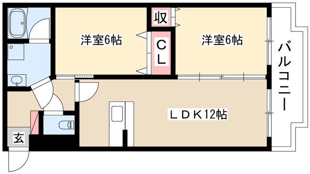 光陽ビル(2LDK/2階)の間取り写真