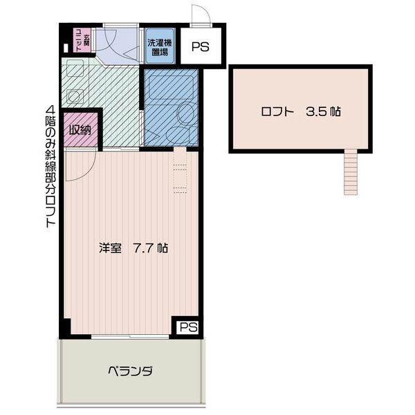 グランリッチ箕面(1K/4階)の間取り写真