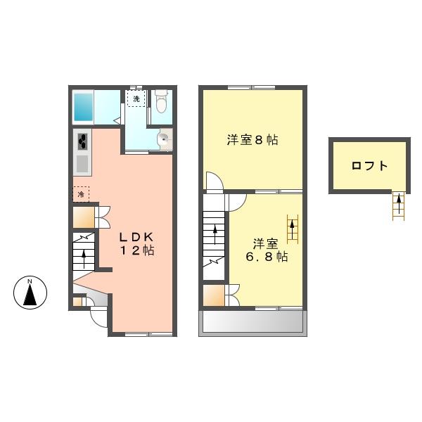 ペイザージュ(2LDK/1階)の間取り写真