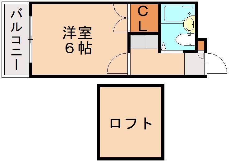 ラックポート美野島(1K/3階)の間取り写真