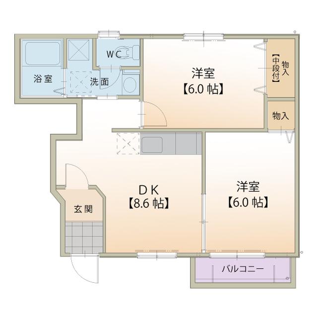 パークメゾンI(2DK/1階)の間取り写真