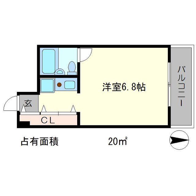第2百合マンション(1K/4階)の間取り写真