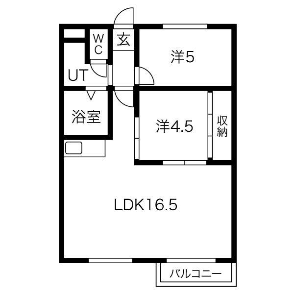 パークハイツ(2LDK/1階)の間取り写真