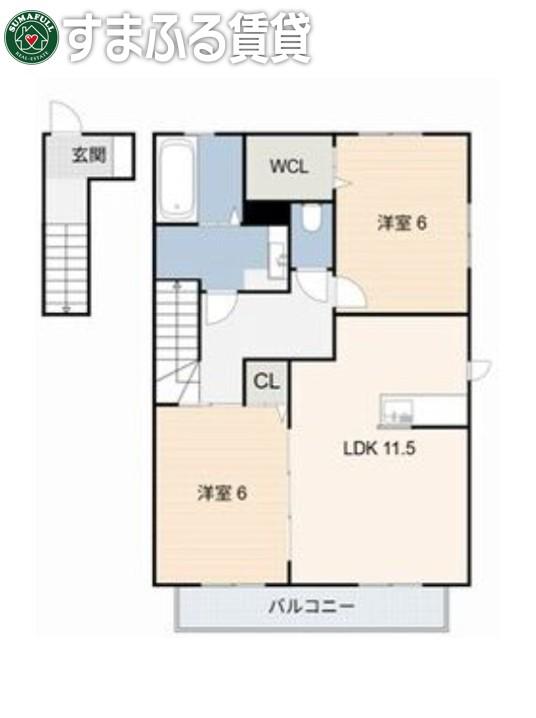 グランディールA(2LDK/2階)の間取り写真