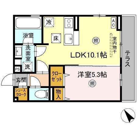 ラヴィエベル(1LDK/1階)の間取り写真