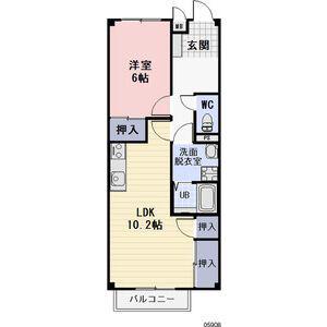 コンフォート坂祝(1LDK/2階)の間取り写真