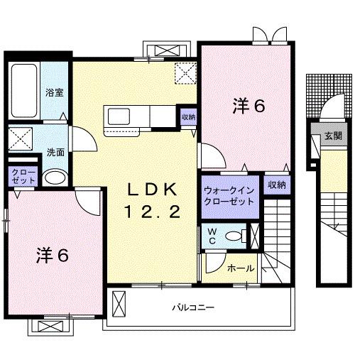 オーブ・プロムナード(2LDK/2階)の間取り写真