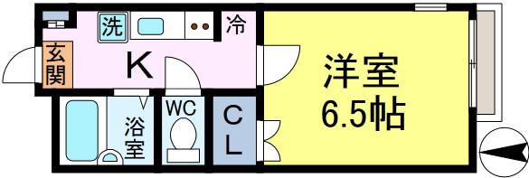 アビターレ中央I(1K/2階)の間取り写真