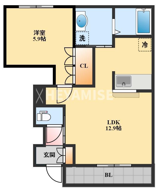 LA PRECIEUSE(1LDK/1階)の間取り写真
