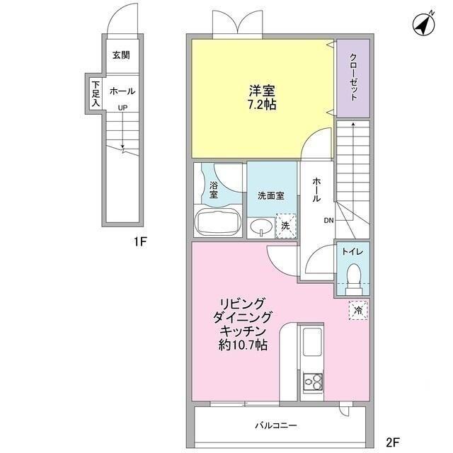 フォールブランシェ用賀(1LDK/2階)の間取り写真