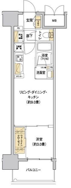 リビオメゾン新大阪(1LDK/14階)の間取り写真