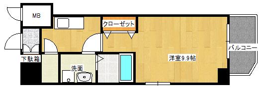 BONHEUR平和大通(1K/9階)の間取り写真