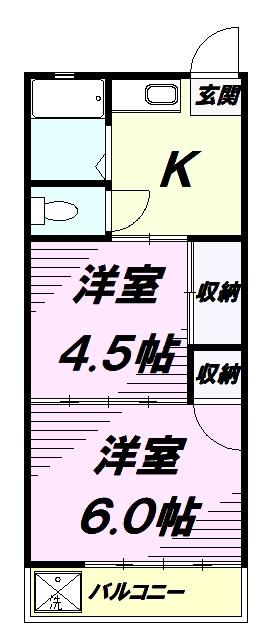 メゾングリーンヒル(2K/1階)の間取り写真