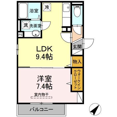 ウィングス(1LDK/2階)の間取り写真
