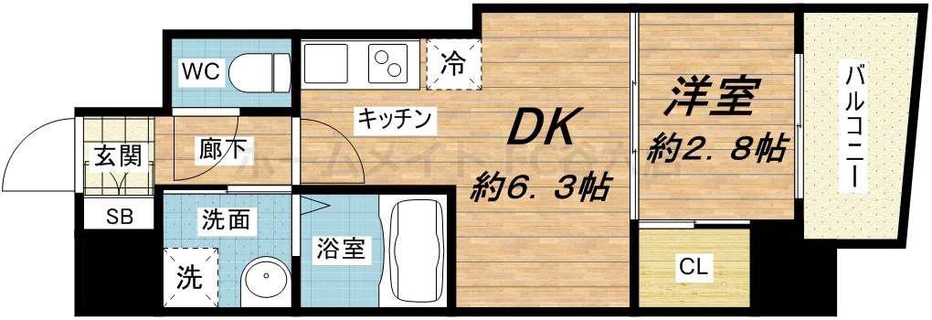 セレニテ夕陽丘EST(1DK/5階)の間取り写真