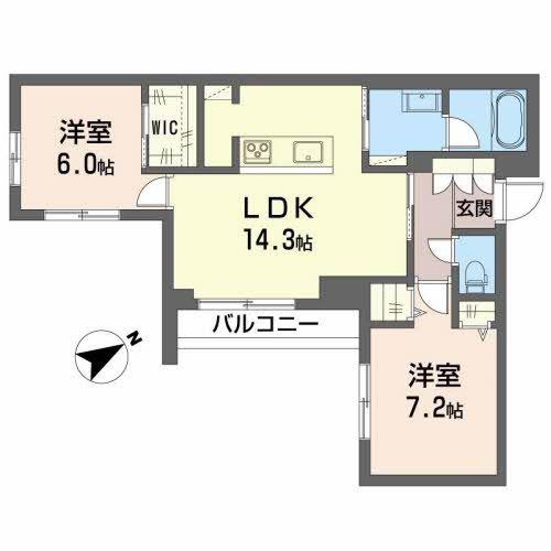 アンフェミュール八王寺(2LDK/2階)の間取り写真