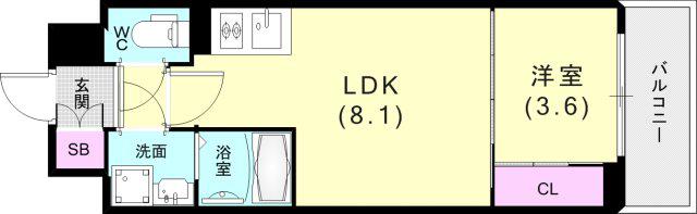 LIVIAZ KOBE LAMER(1LDK/6階)の間取り写真