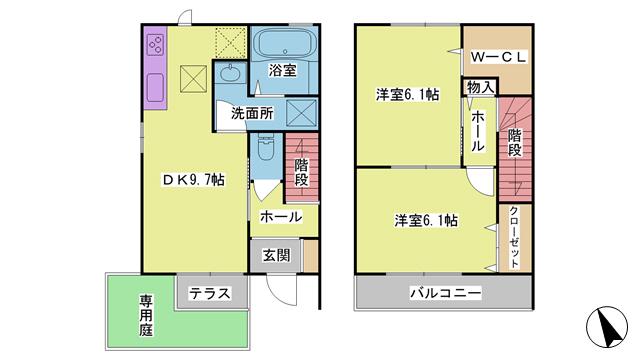 ソフィア ルミエールII(2DK/1階)の間取り写真