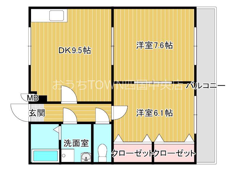 ヴェルデコート(2DK/1階)の間取り写真