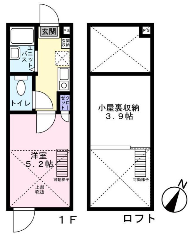 リブ東小岩(1K/1階)の間取り写真