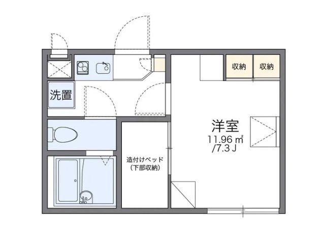 レオパレスH.H.K(1K/2階)の間取り写真