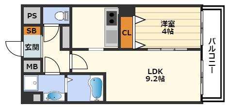 ランドセントラル梅田(1LDK/7階)の間取り写真