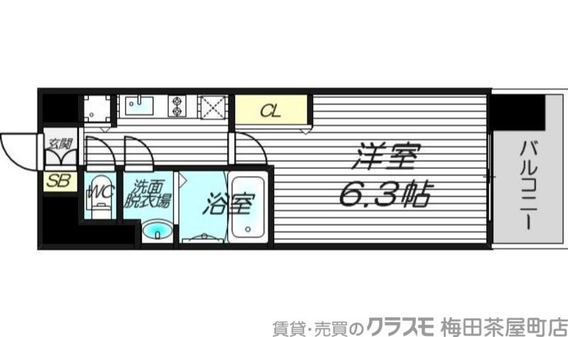 プレサンス梅田東ディアロ(1K/3階)の間取り写真