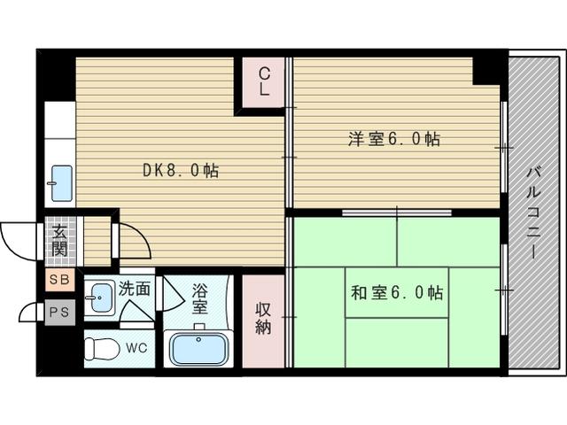 上新庄グランドハイツ北(2DK/4階)の間取り写真
