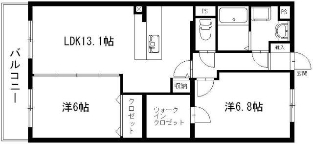 グランストーク中野町(2LDK/3階)の間取り写真