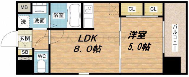 スワンズシティ中之島クロス(1LDK/5階)の間取り写真