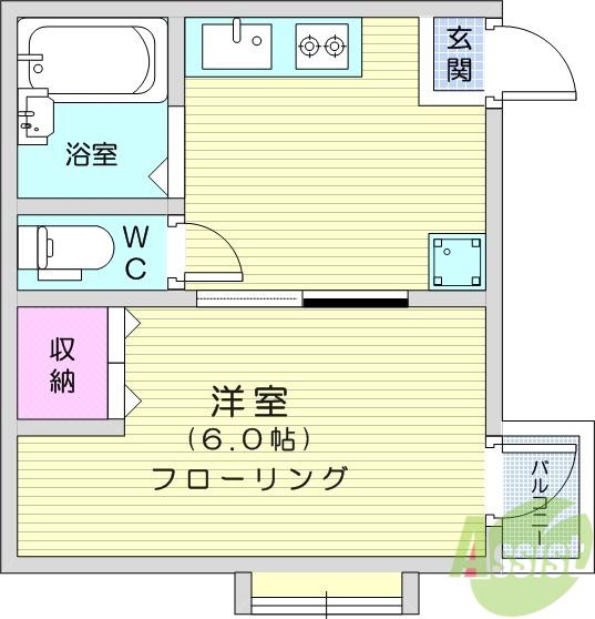 アドバンス長町(1K/2階)の間取り写真