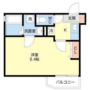 シャムロック桜(1K/1階)の間取り写真