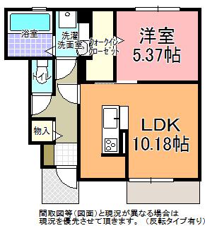 リネアールII(1LDK/1階)の間取り写真