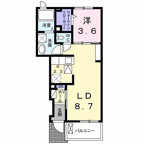 ヴィラージュ ドゥ ソレイユII(1LDK/1階)の間取り写真