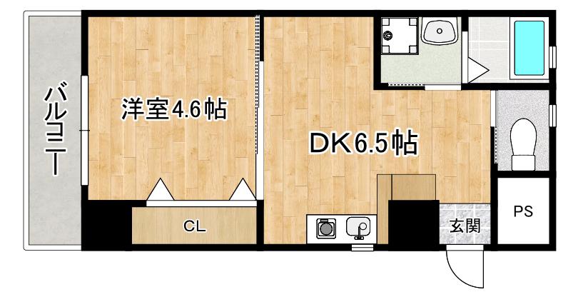 LANDMARK鶴見(1DK/4階)の間取り写真