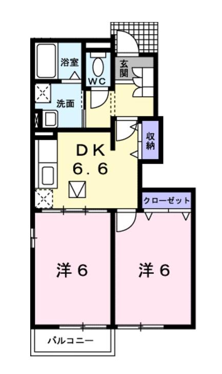 パストラーレ(2DK/1階)の間取り写真