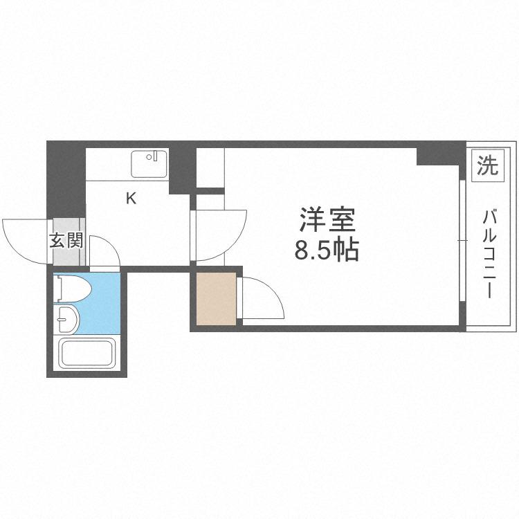 シティーアーク上町台(1K/8階)の間取り写真