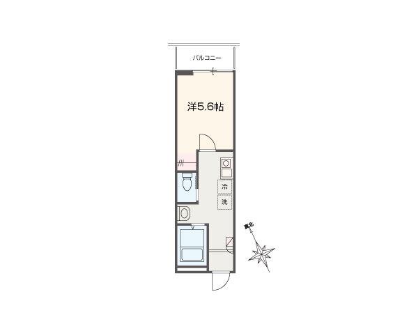 メルラス 相模原2(1K/2階)の間取り写真