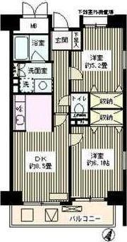 パインエクセレント(2DK/7階)の間取り写真