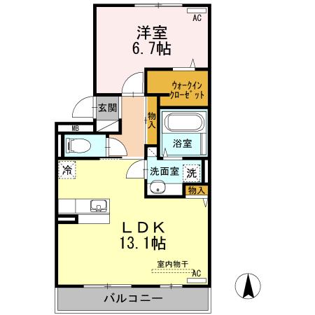 セジュールHIYORIII(1LDK/2階)の間取り写真