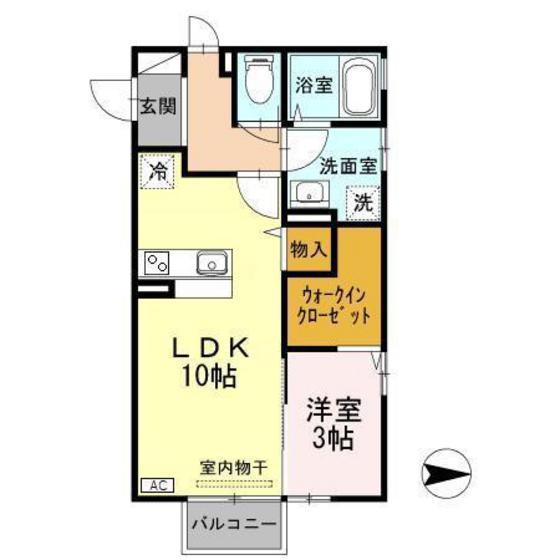 モアナ京田B(1LDK/2階)の間取り写真