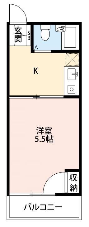 ジュネス翌檜(1K/1階)の間取り写真