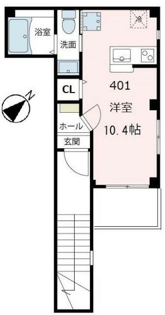 パルテール蒔田(ワンルーム/4階)の間取り写真