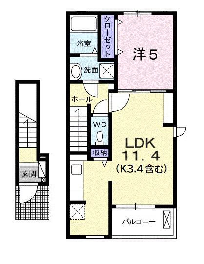 アルモニー(1LDK/2階)の間取り写真