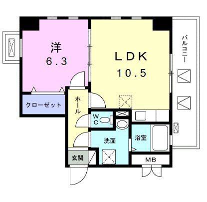 グランカーサ(1LDK/4階)の間取り写真
