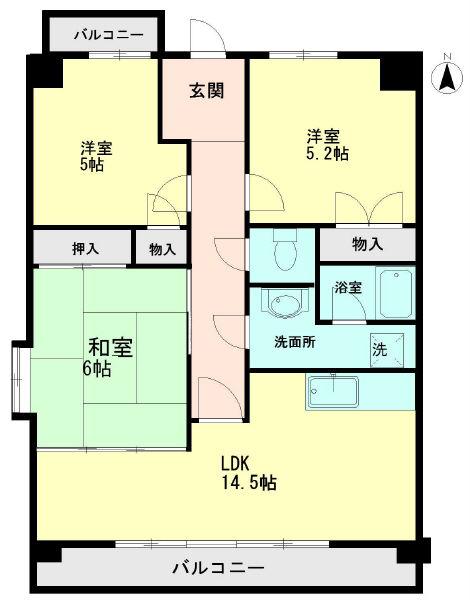 ロフティー池浦(3LDK/2階)の間取り写真