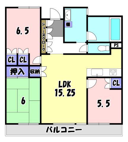 ポレスター甲府丸の内リーモ(3LDK/9階)の間取り写真