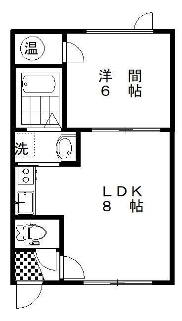 ハピネスハイム(1LDK/2階)の間取り写真